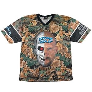 Vtg WWF Attitude Stone Cold Steve Austin 3:16 Camo Mesh Jersey Shirt Mens Large